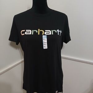 Carhartt Black T-Shirt with Multicolor Logo